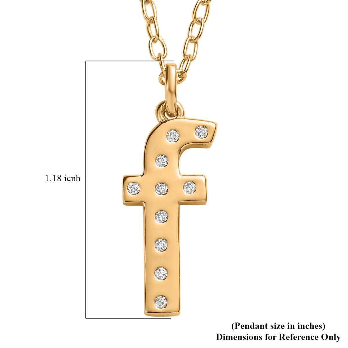 Moissanite Initial F Pendant with Cable Chain 20 Inches in Vermeil Yellow Gold Over Sterling Silver 0.15 ctw image number 5