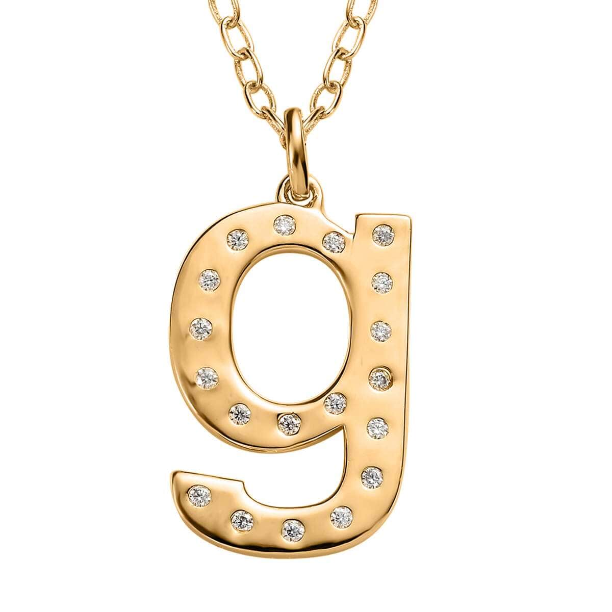 Moissanite Initial G Pendant with Cable Chain 20 Inches in Vermeil Yellow Gold Over Sterling Silver 0.25 ctw image number 0