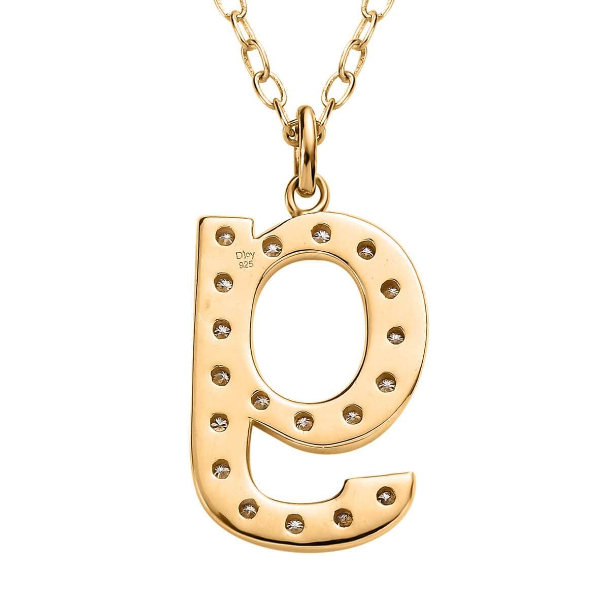 Moissanite Initial G Pendant with Cable Chain 20 Inches in Vermeil Yellow Gold Over Sterling Silver 0.25 ctw image number 4