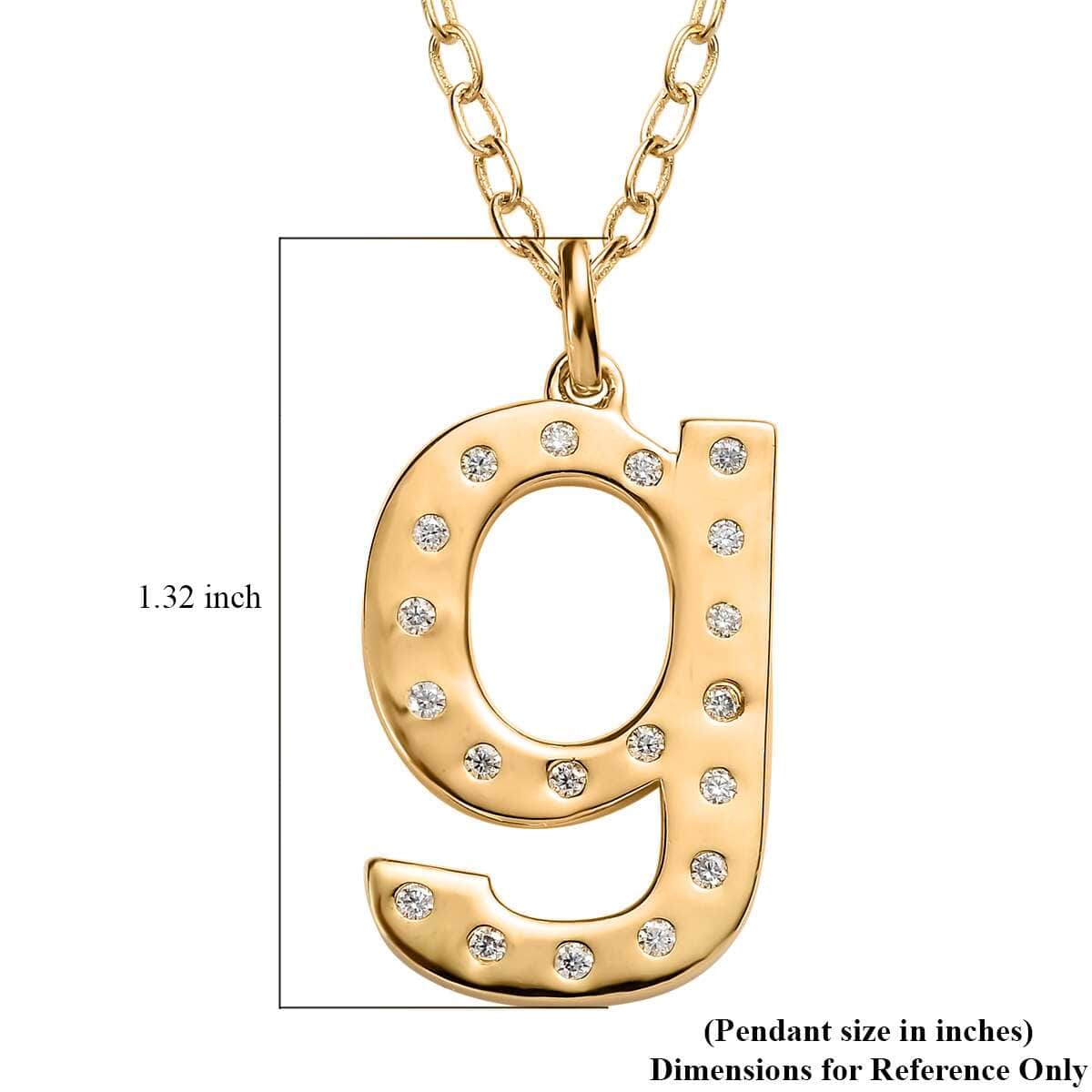 Moissanite Initial G Pendant with Cable Chain 20 Inches in Vermeil Yellow Gold Over Sterling Silver 0.25 ctw image number 5
