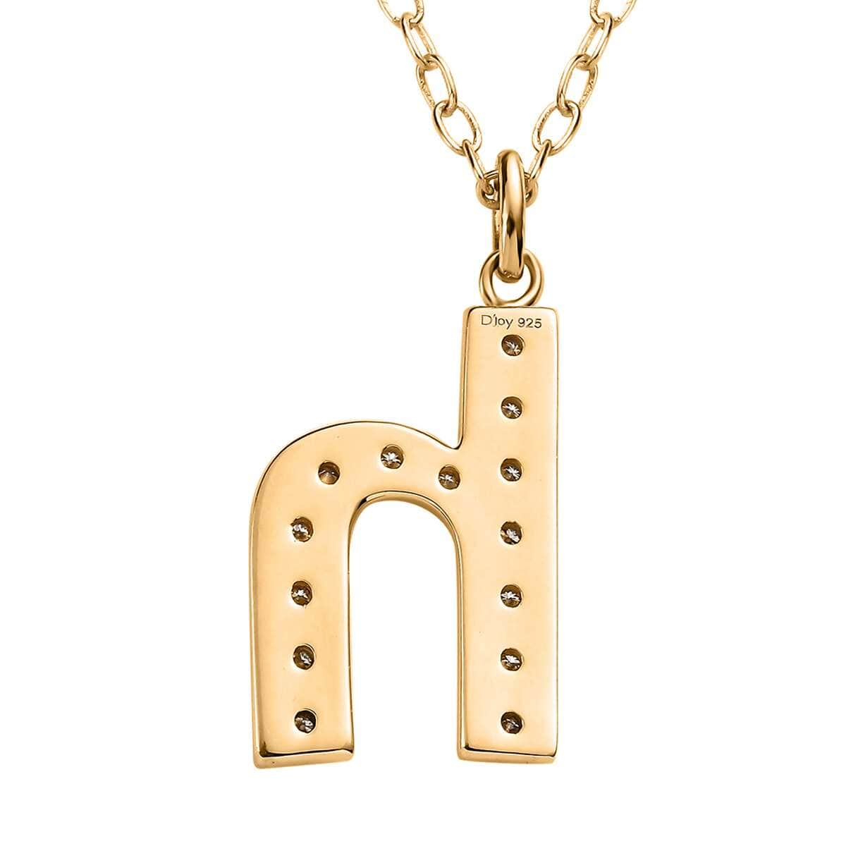 Moissanite Initial H Pendant with Cable Chain 20 Inches in Vermeil Yellow Gold Over Sterling Silver 0.25 ctw image number 4