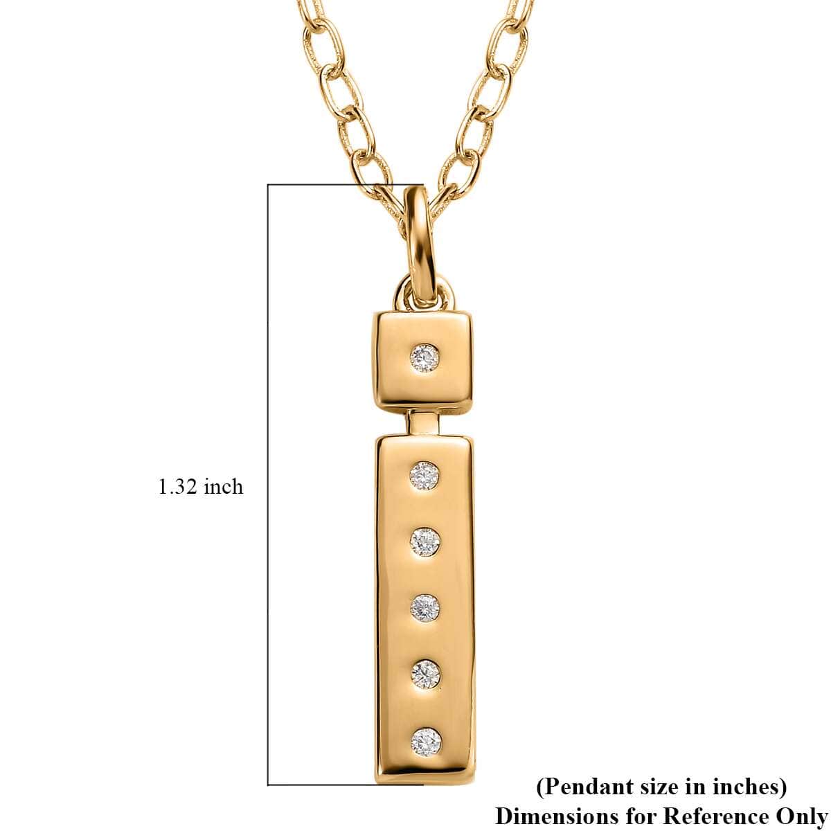 Moissanite Initial I Pendant with Cable Chain 20 Inches in Vermeil Yellow Gold Over Sterling Silver 0.10 ctw image number 5