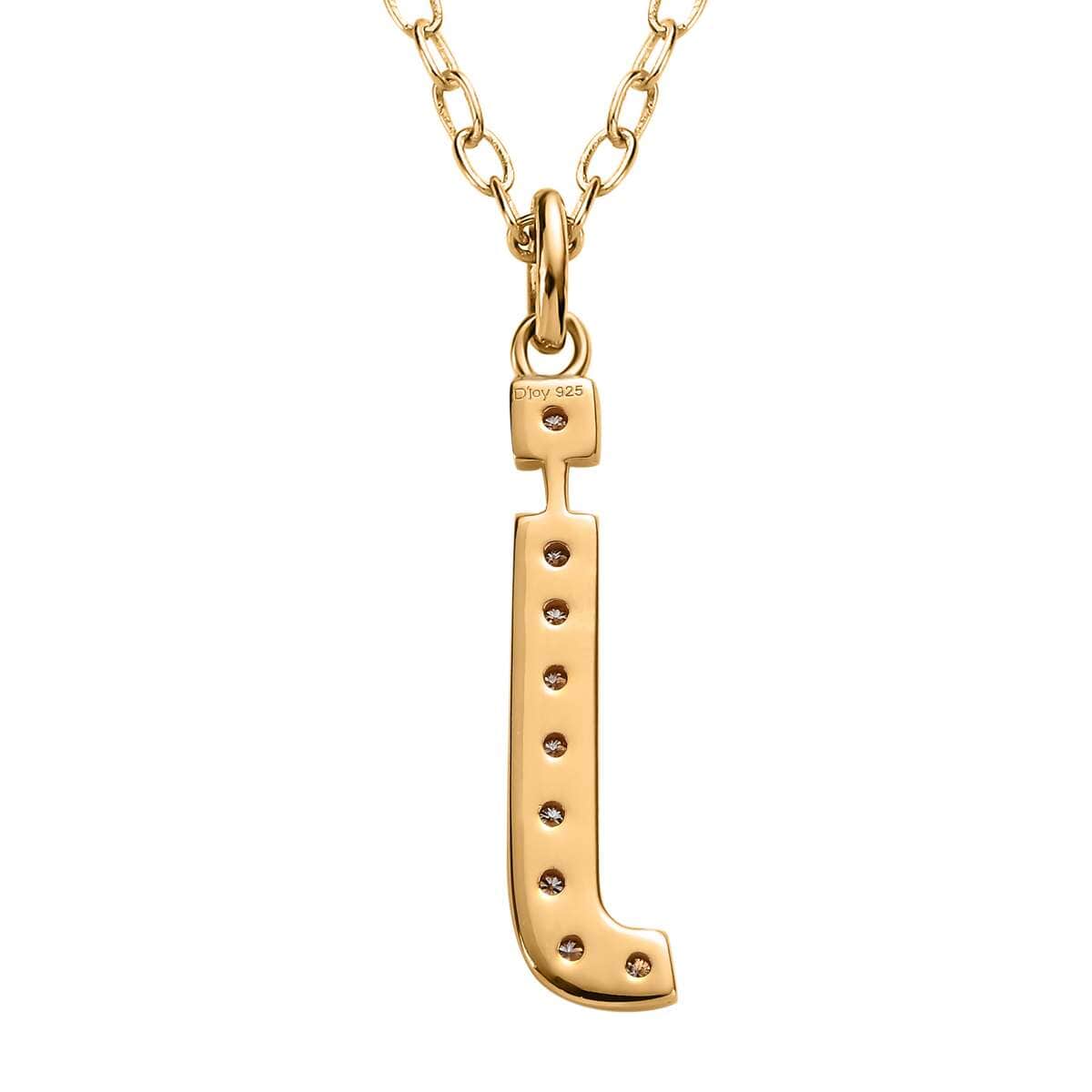 Moissanite Initial J Pendant with Cable Chain 20 Inches in Vermeil Yellow Gold Over Sterling Silver 0.12 ctw image number 4