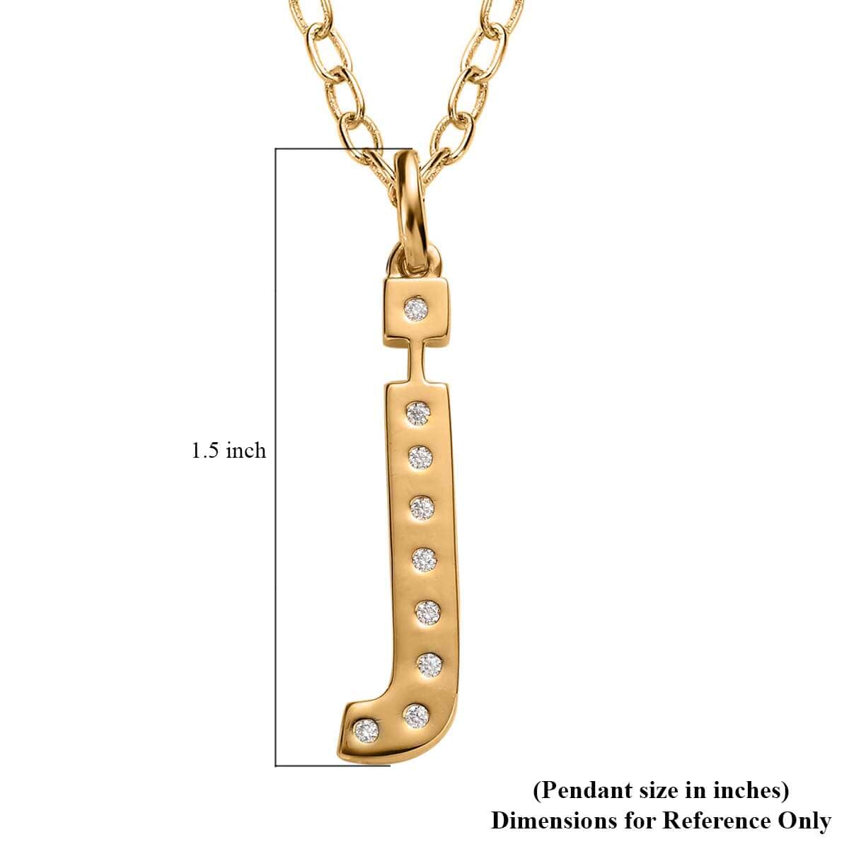 Moissanite Initial J Pendant with Cable Chain 20 Inches in Vermeil Yellow Gold Over Sterling Silver 0.12 ctw image number 5