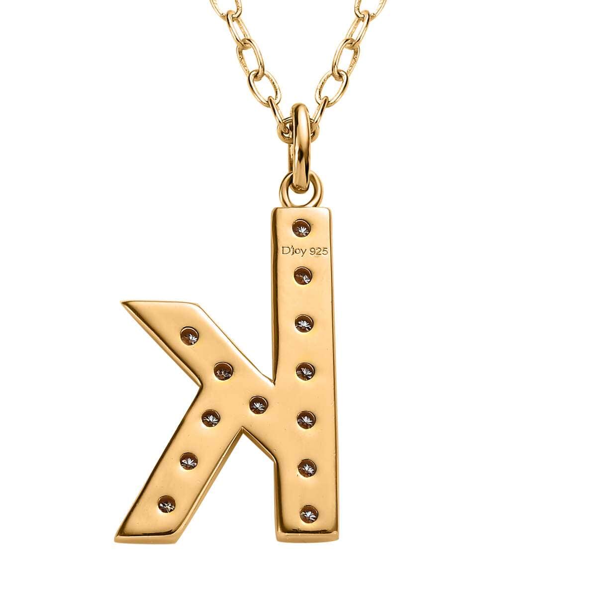 Moissanite Initial K Pendant with Cable Chain 20 Inches in Vermeil Yellow Gold Over Sterling Silver 0.20 ctw image number 4