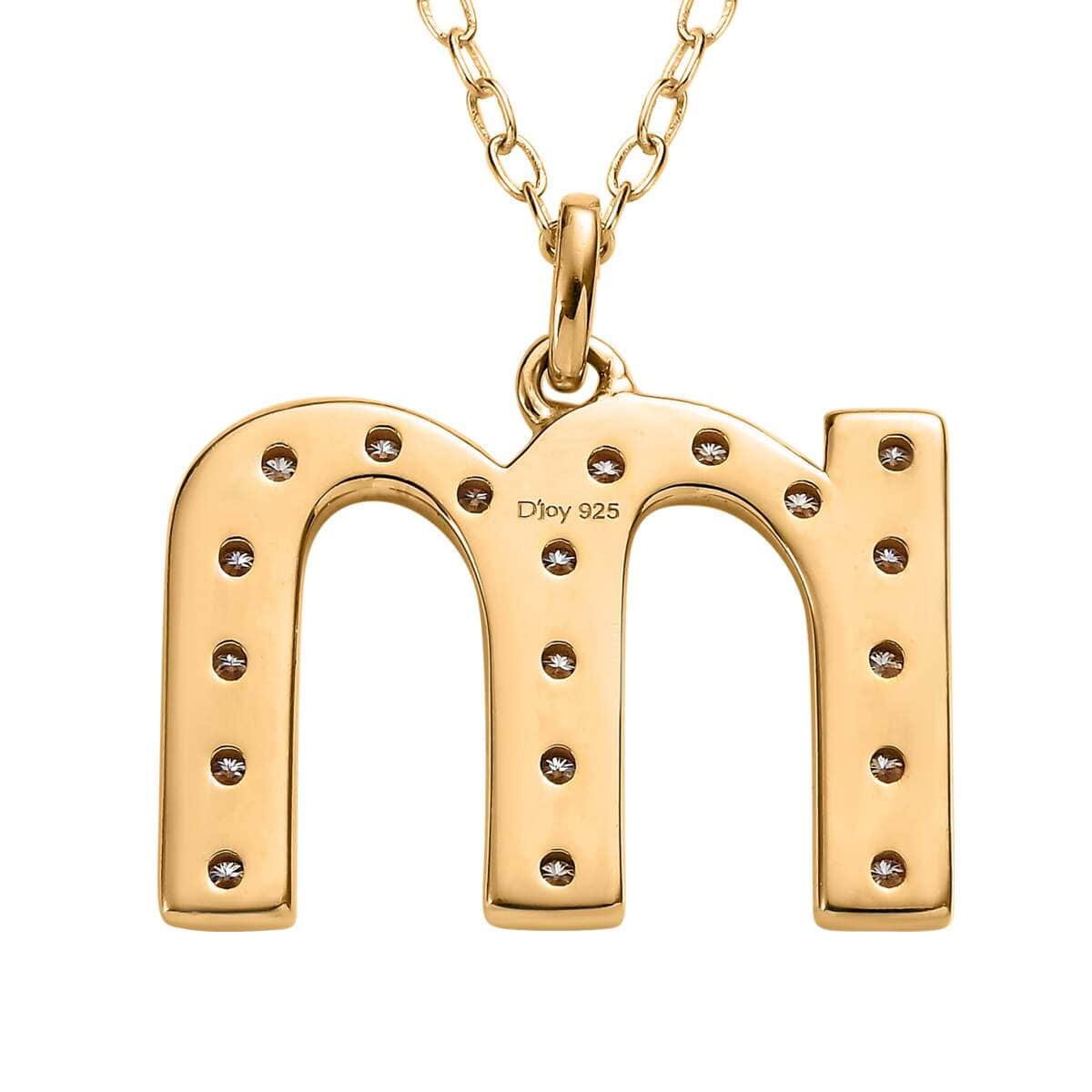 Moissanite Initial M Pendant with Cable Chain 20 Inches in Vermeil Yellow Gold Over Sterling Silver 0.25 ctw image number 4