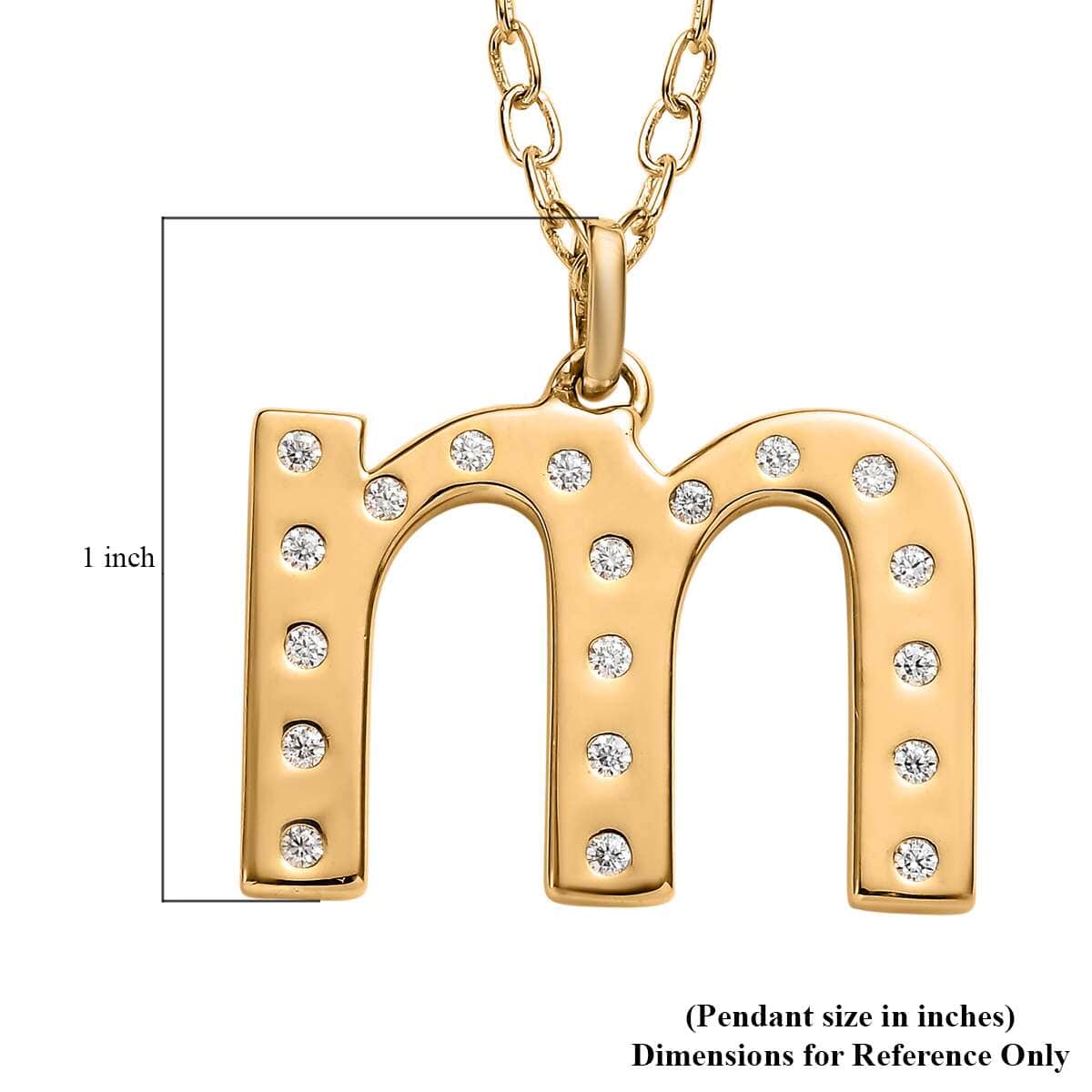 Moissanite Initial M Pendant with Cable Chain 20 Inches in Vermeil Yellow Gold Over Sterling Silver 0.25 ctw image number 5