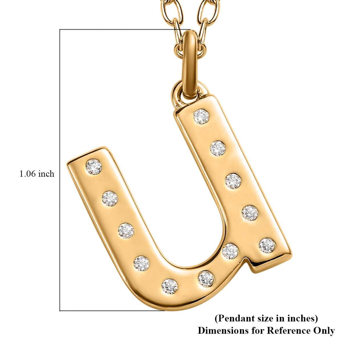 Moissanite Initial N Pendant with Cable Chain 20 Inches in Vermeil Yellow Gold Over Sterling Silver 0.15 ctw image number 5