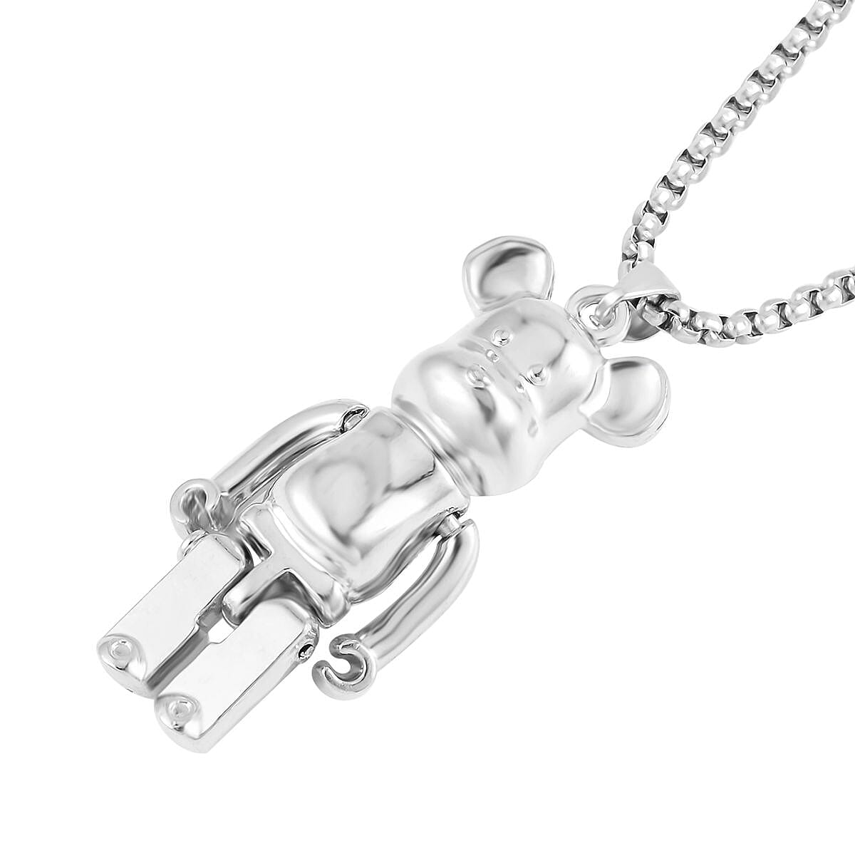 Bear Pendant in Silvertone with Stainless Steel Necklace 28 Inches image number 2