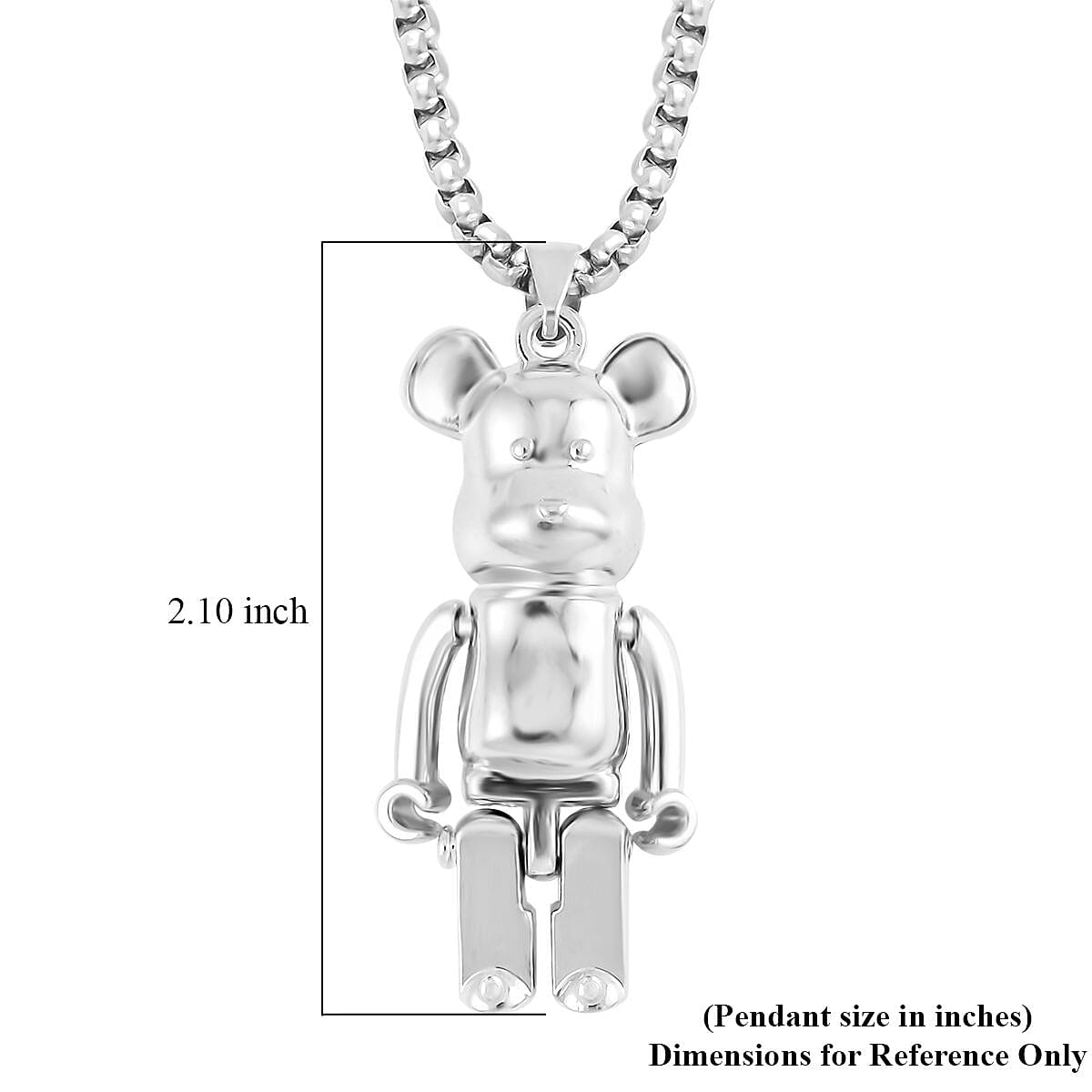 Bear Pendant in Silvertone with Stainless Steel Necklace 28 Inches image number 4