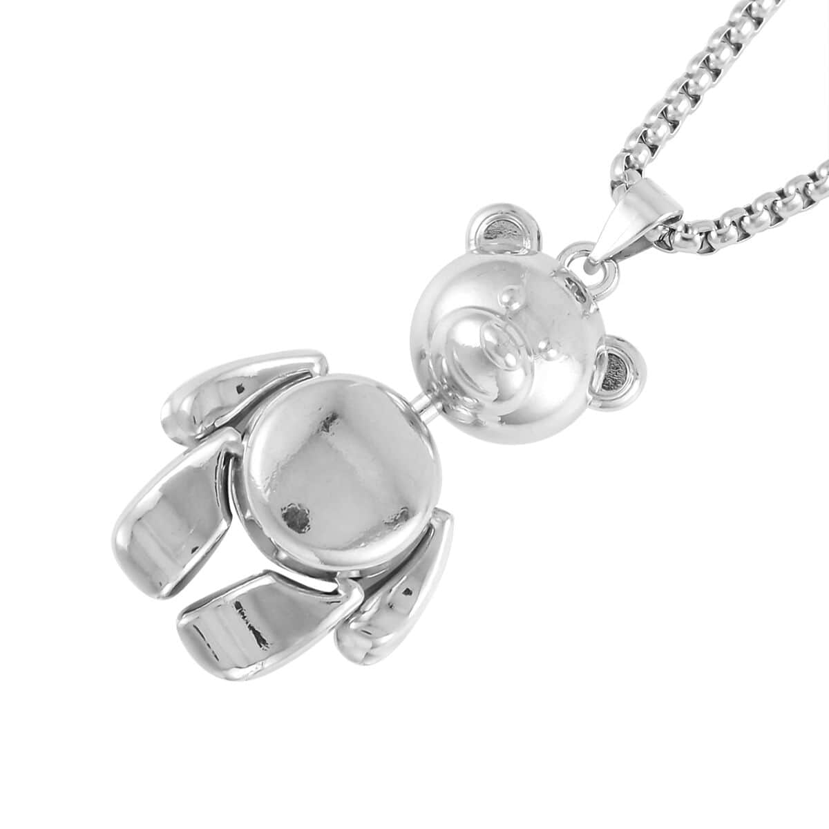 Buy Bear Pendant in Silvertone with Stainless Steel Necklace 28 Inches ...