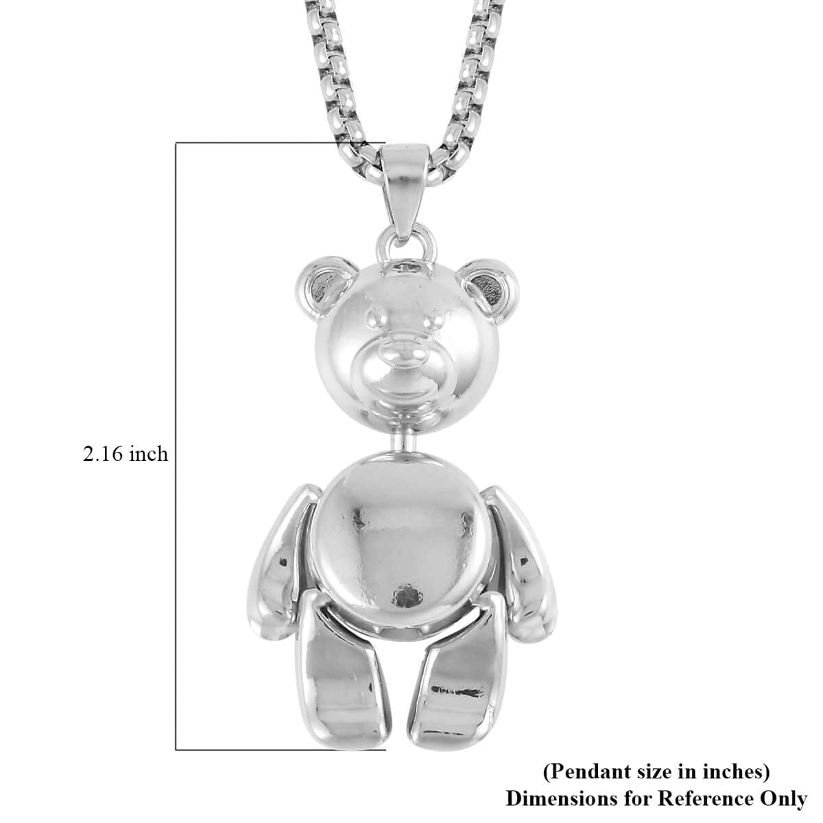 Bear Pendant in Silvertone with Stainless Steel Necklace 28 Inches image number 4