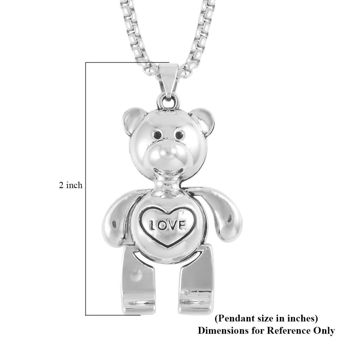 Bear Pendant in Silvertone with Stainless Steel Necklace 28 Inches image number 4