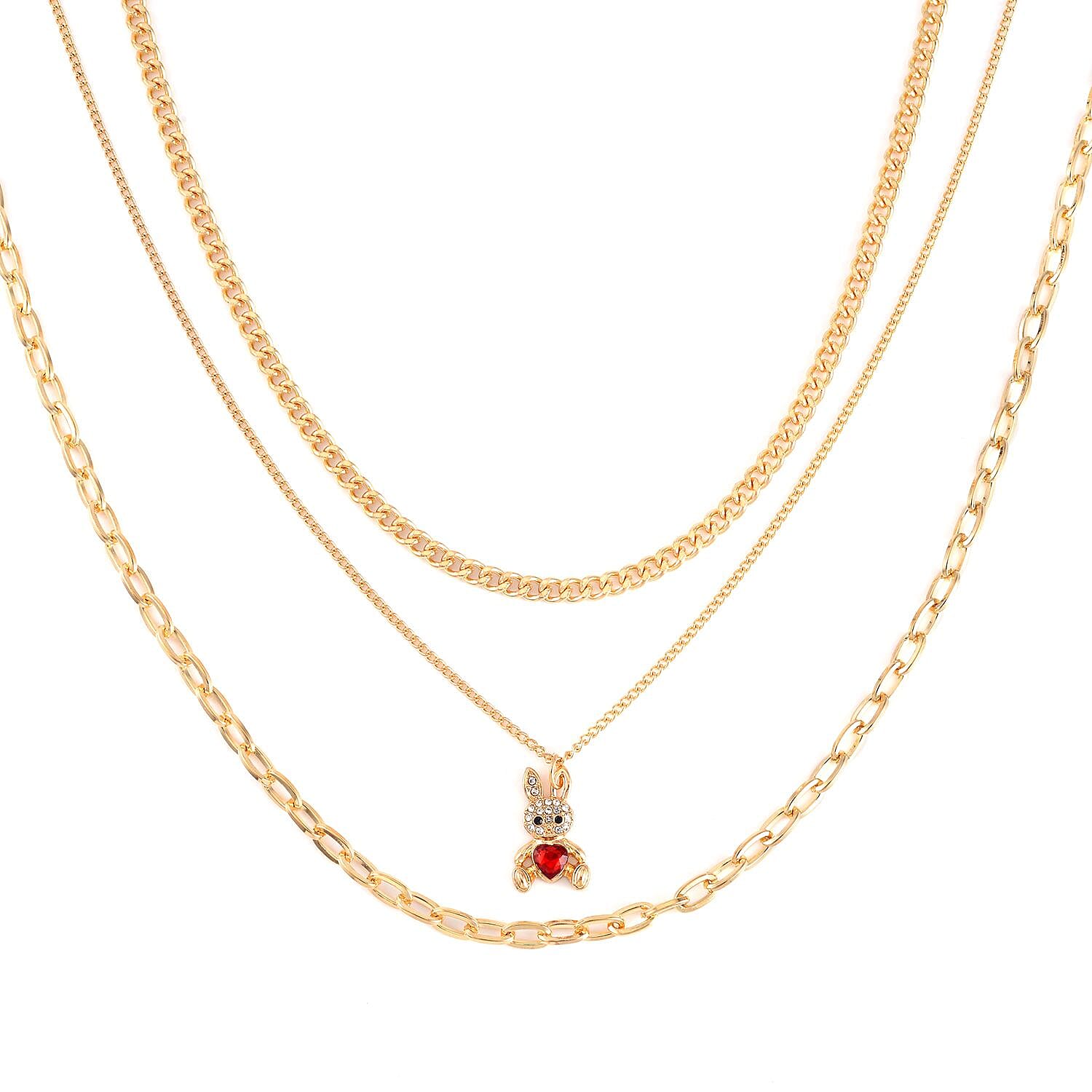 Goldtone White Crystal Set of 3 Necklace Jewelry Gift for Women Size 17-19" - Picture 7 of 12