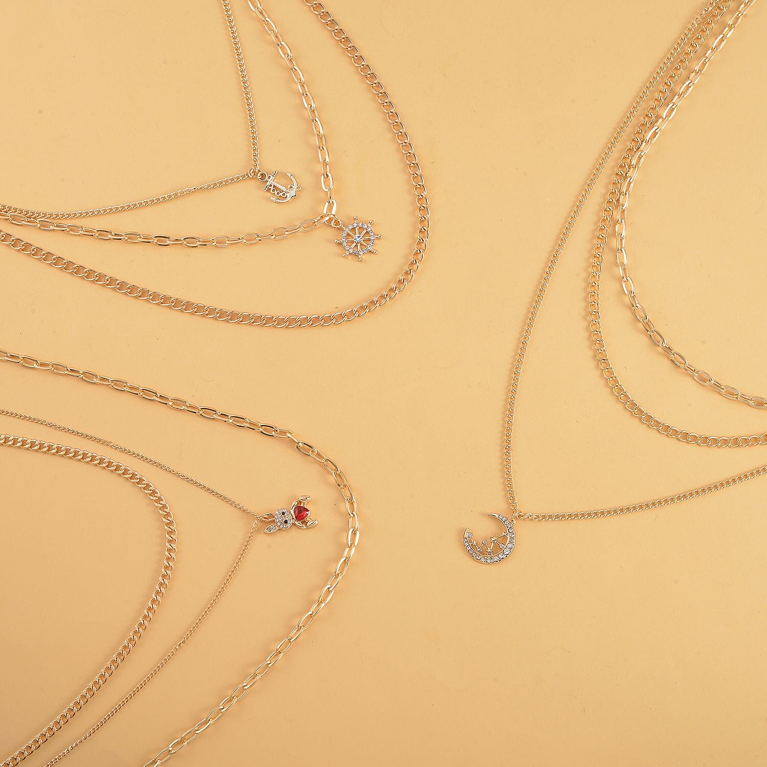 Goldtone White Crystal Set of 3 Necklace Jewelry Gift for Women Size 17-19" - Picture 8 of 12