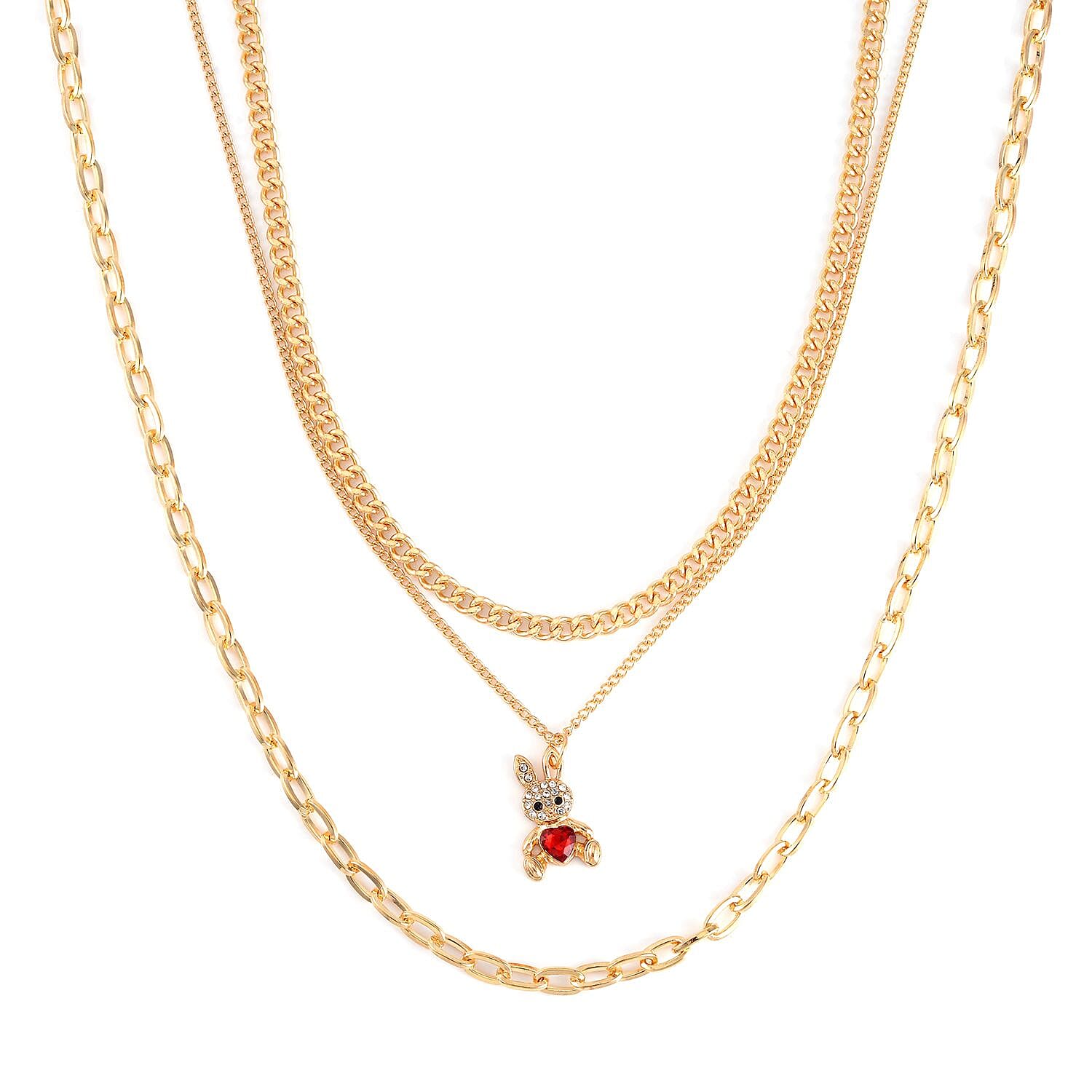 Goldtone White Crystal Set of 3 Necklace Jewelry Gift for Women Size 17-19" - Picture 9 of 12