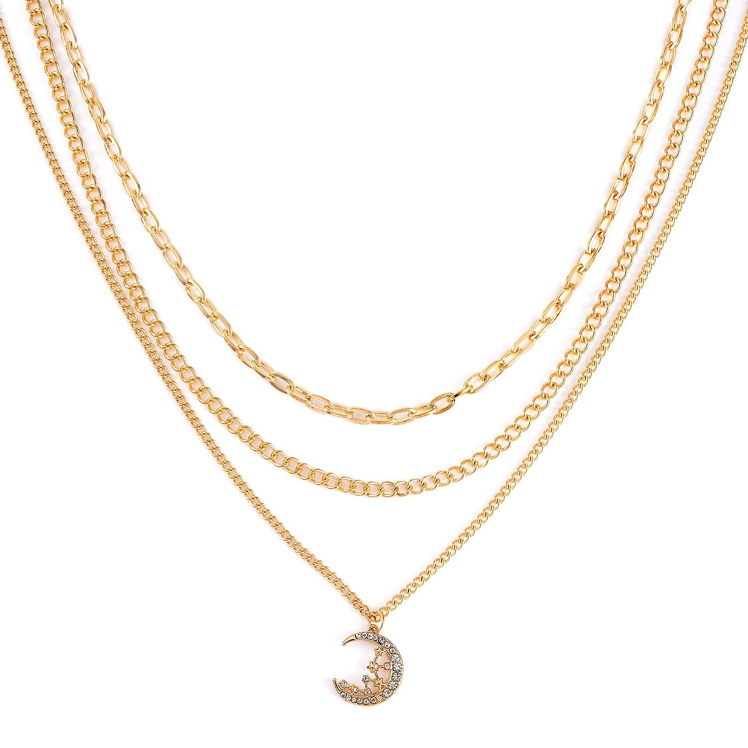 Goldtone White Crystal Set of 3 Necklace Jewelry Gift for Women Size 17-19" - Picture 11 of 12