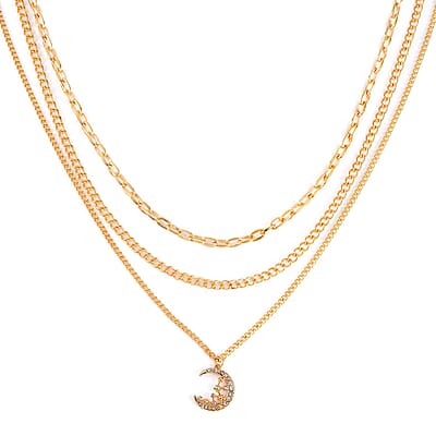 Red with Multi Color Austrian Crystal Set of 3 Necklace with Rabbit Charm 17-19 Inches in Goldtone