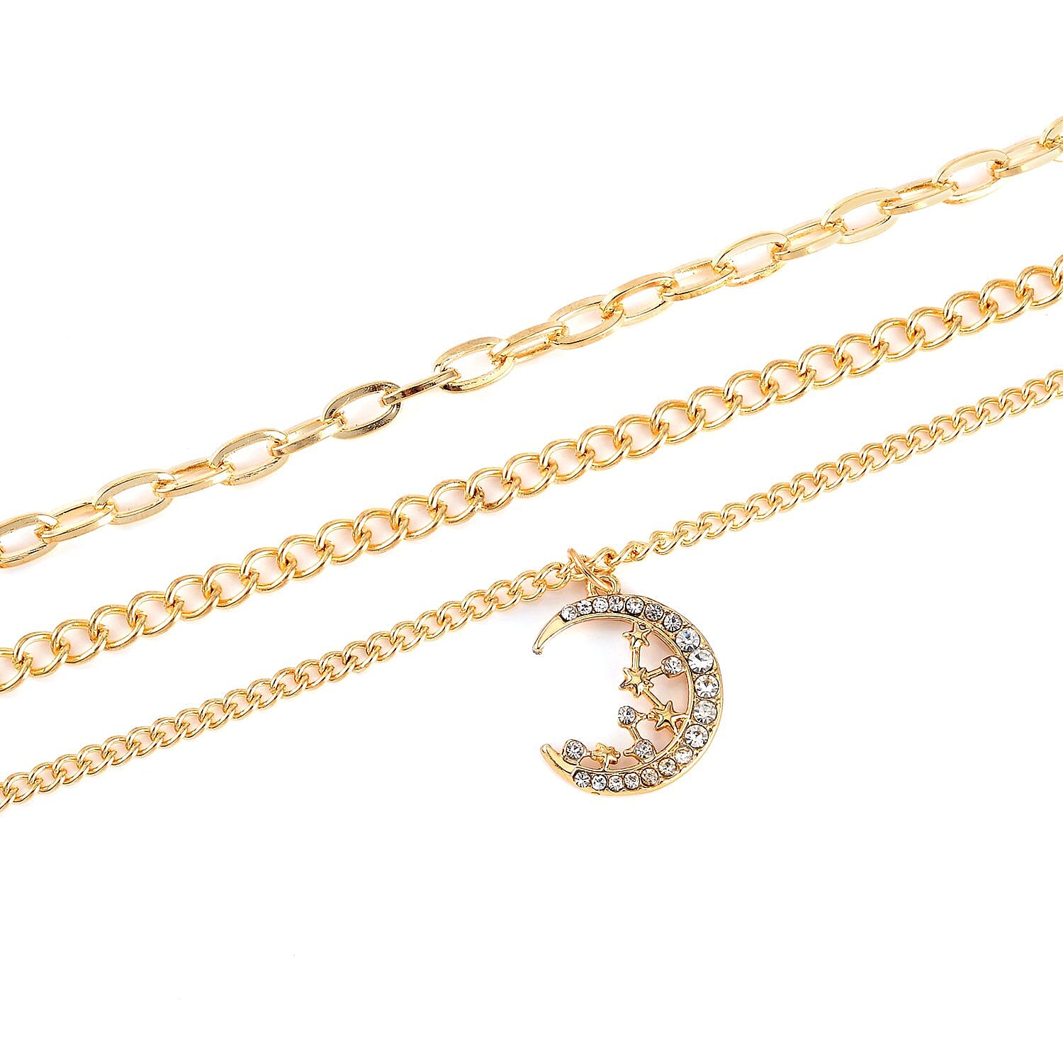 Goldtone White Crystal Set of 3 Necklace Jewelry Gift for Women Size 17-19" - Picture 12 of 12