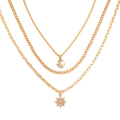 Red with Multi Color Austrian Crystal Set of 3 Necklace with Rabbit Charm 17-19 Inches in Goldtone