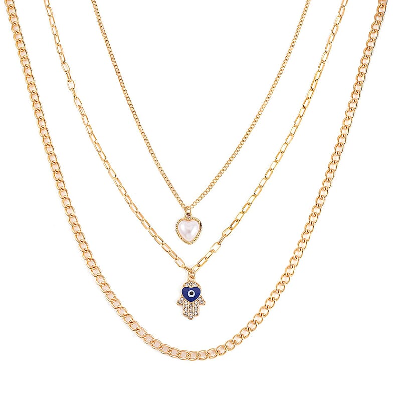 Simulated Pearl, White and Multi Color Austrian Crystal Enameled Set of 2 Necklace (16-18/ 17-19 Inches) in Goldtone