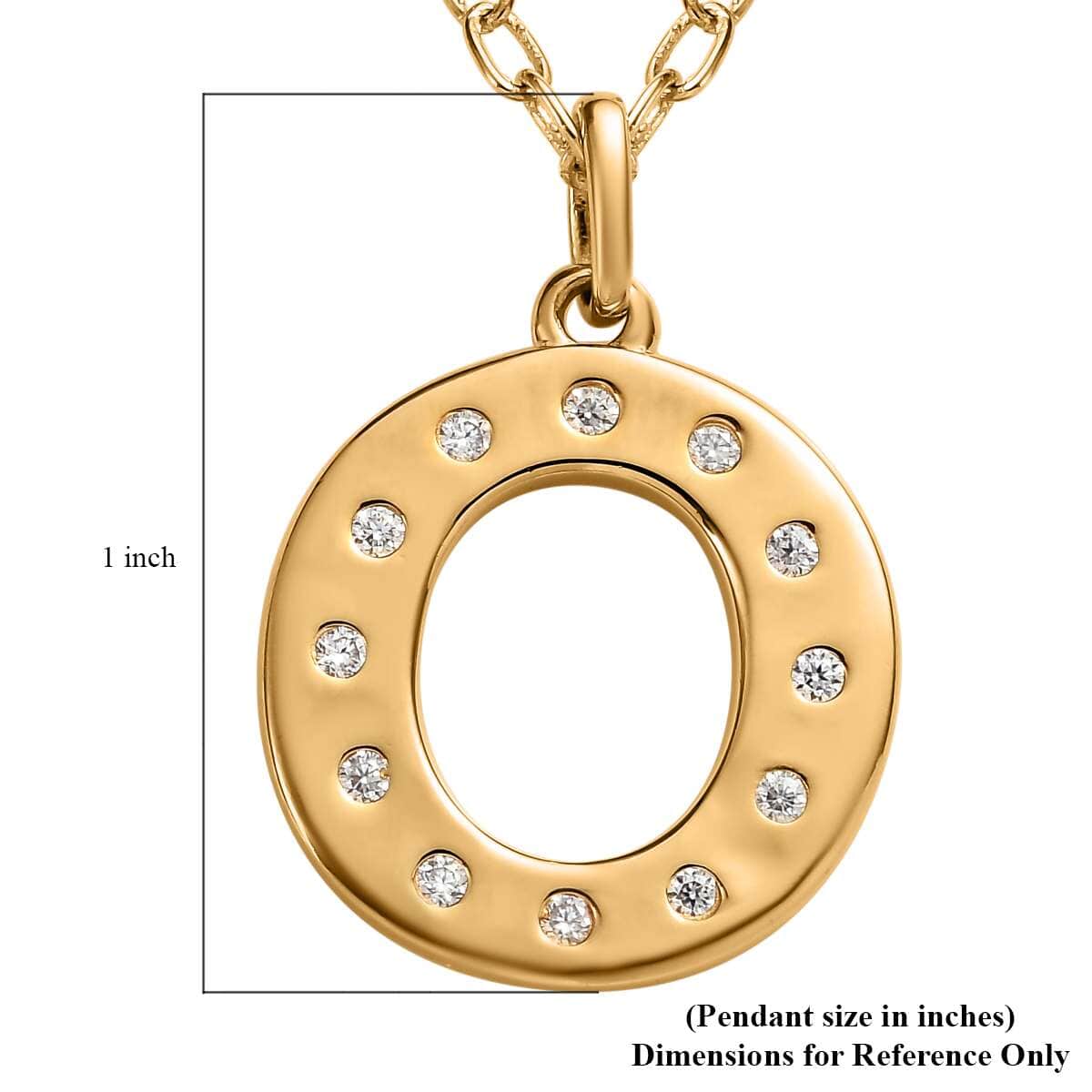Moissanite Initial O Pendant with Cable Chain 20 Inches in Vermeil Yellow Gold Over Sterling Silver 0.19 ctw image number 5