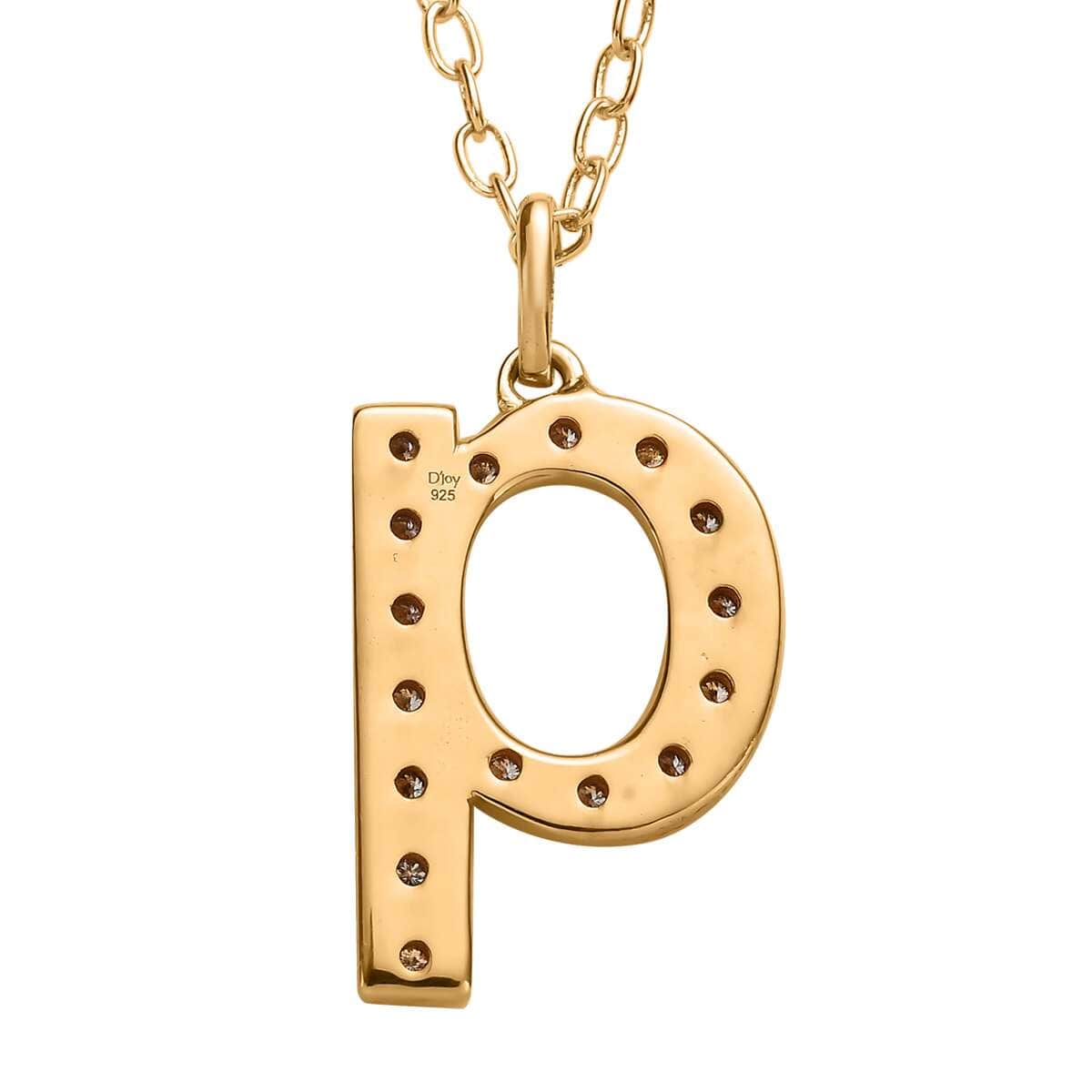 Moissanite Initial Q Pendant with Cable Chain 20 Inches in Vermeil Yellow Gold Over Sterling Silver 0.20 ctw image number 4