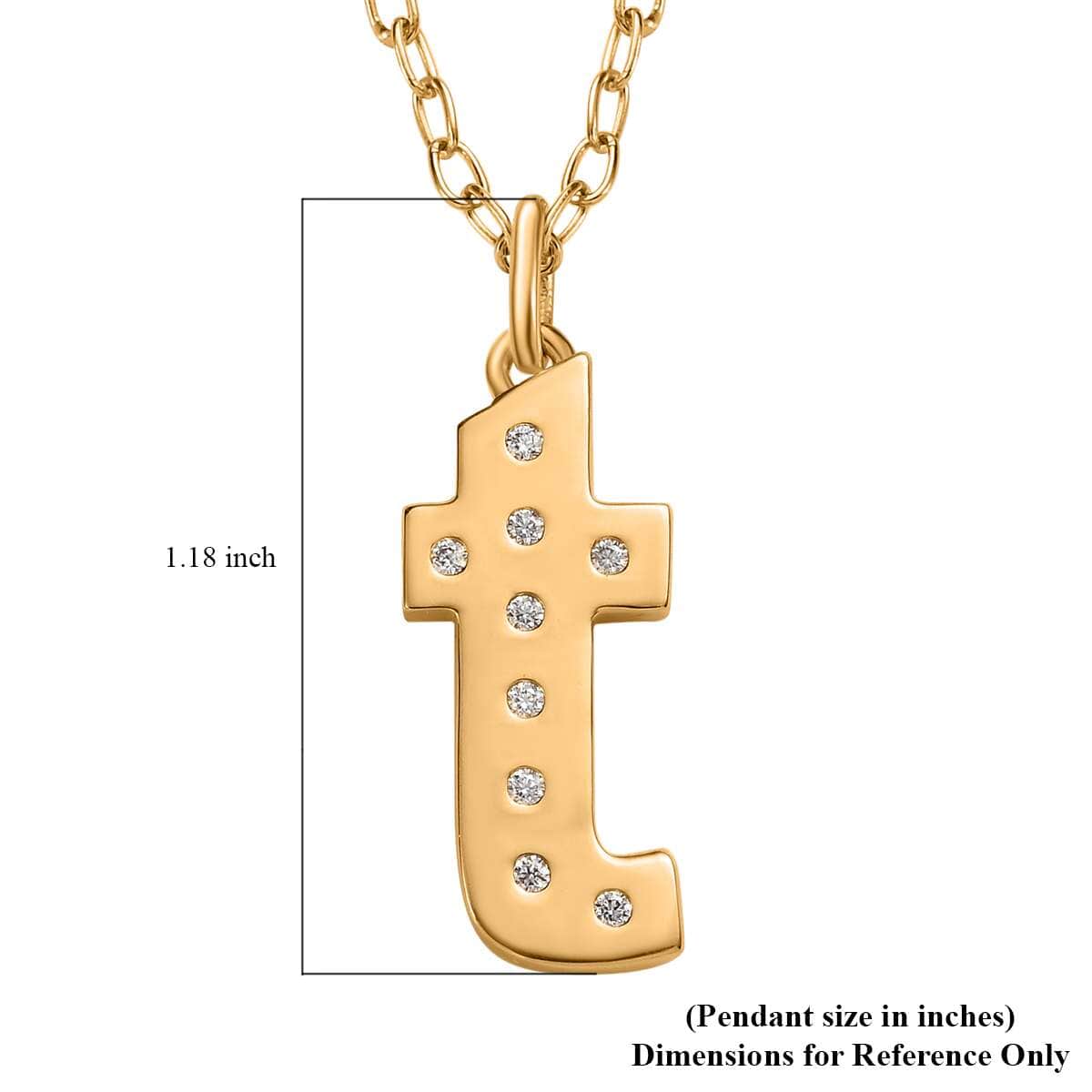 Moissanite Initial T Pendant with Cable Chain 20 Inches in Vermeil Yellow Gold Over Sterling Silver 0.14 ctw image number 5