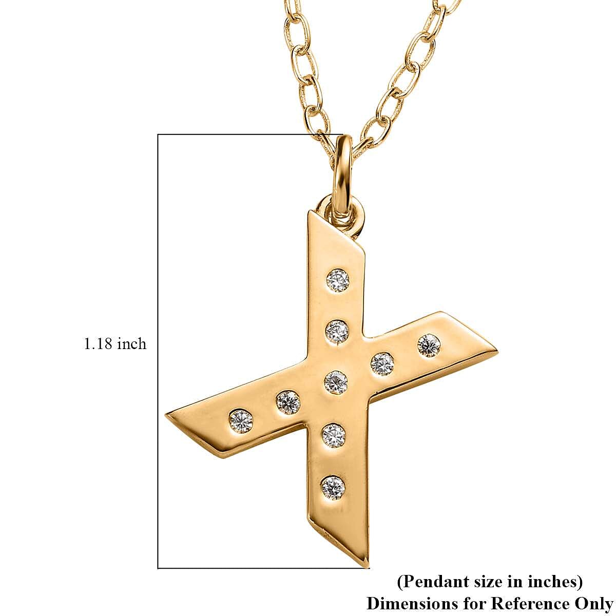 Moissanite Initial X Pendant with Cable Chain 20 Inches in Vermeil Yellow Gold Over Sterling Silver 0.14 ctw image number 5