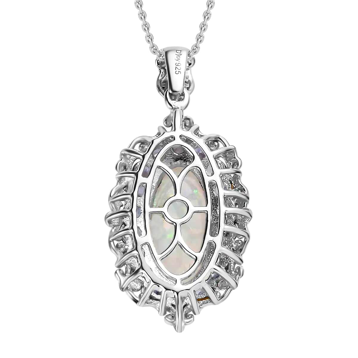 Premium Ethiopian Welo Opal and Tanzanite Pendant Necklace 20 Inches in Vermeil YG and Platinum Over Sterling Silver 4.65 ctw image number 4