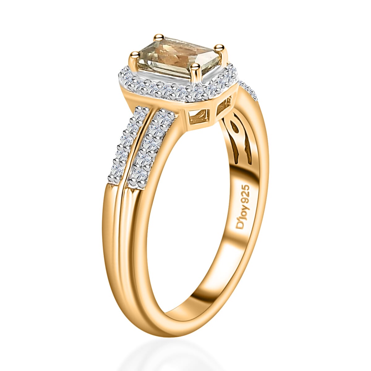 Turkizite and White Zircon Ring and Pendant in Vermeil Yellow Gold Over Sterling Silver 1.90 ctw image number 4