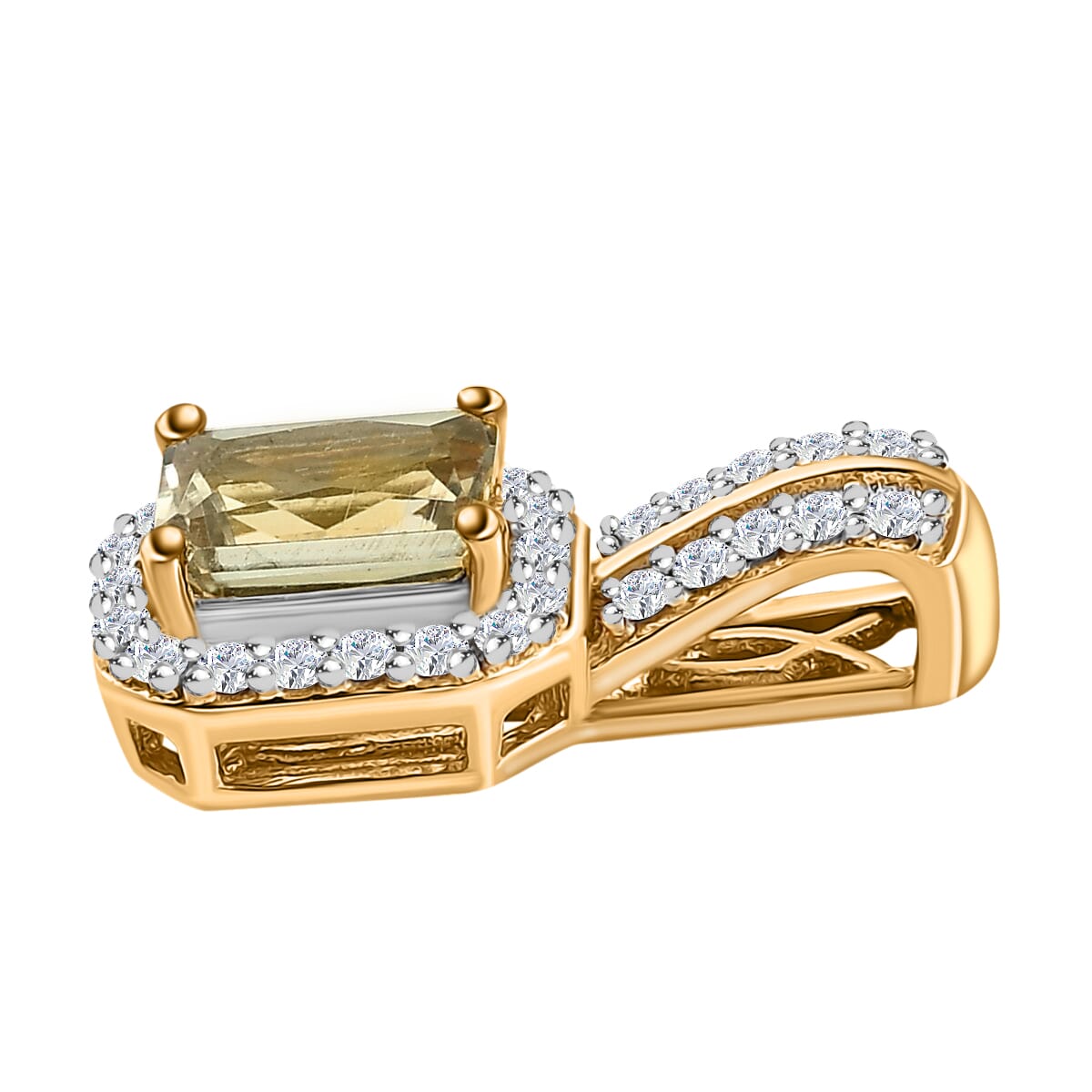 Turkizite and White Zircon Ring and Pendant in Vermeil Yellow Gold Over Sterling Silver 1.90 ctw image number 7