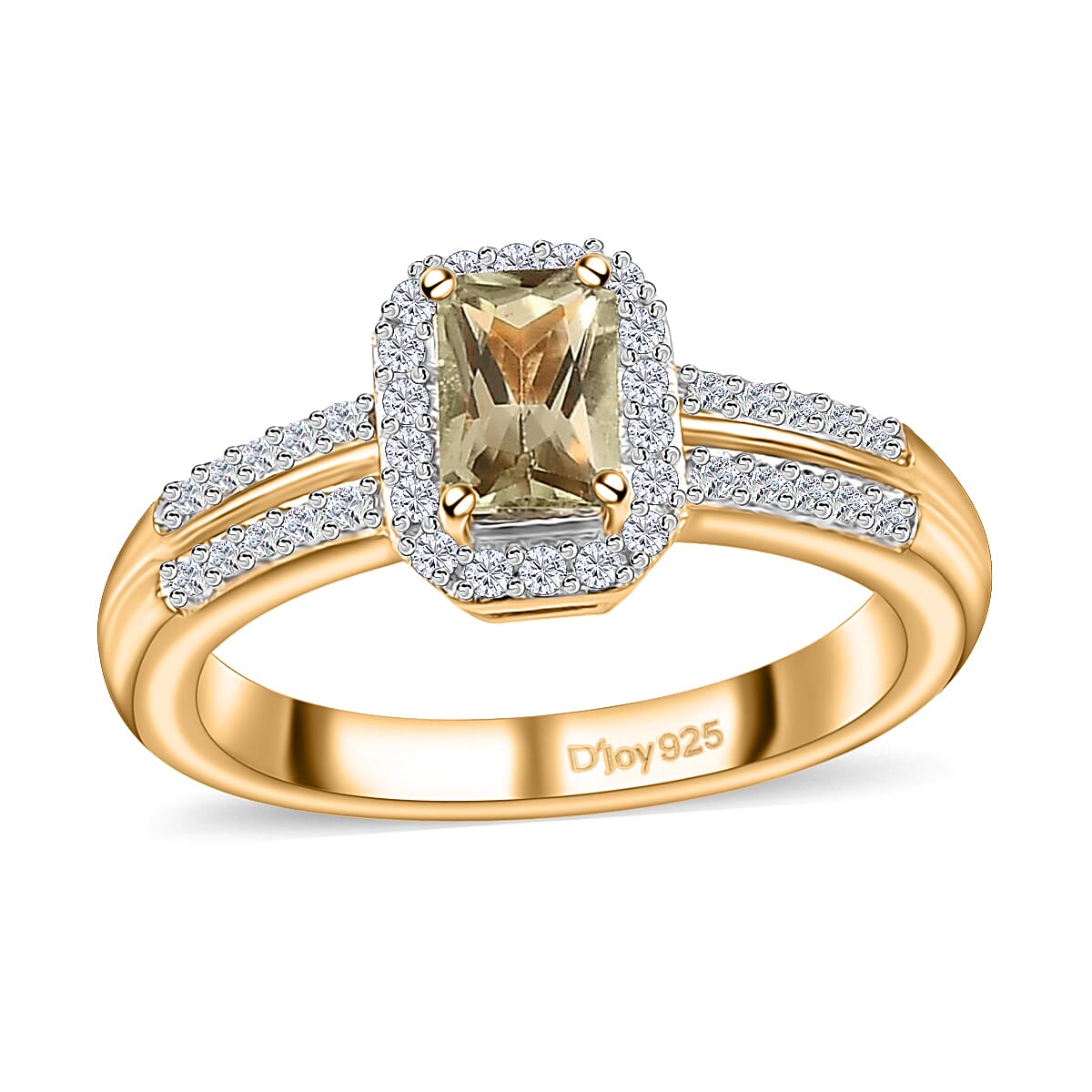 Turkizite and White Zircon Halo Ring (Size 10.0) and Pendant without Chain in Vermeil Yellow Gold Over Sterling Silver 1.90 ctw image number 3