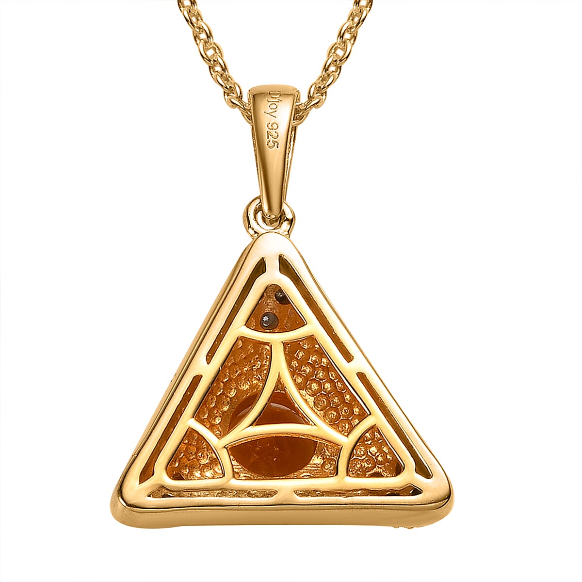 Premium Santa Ana Madeira Citrine and Moissanite White Enameled Pendant Necklace 20 Inches in Vermeil Yellow Gold Over Sterling Silver 1.35 ctw