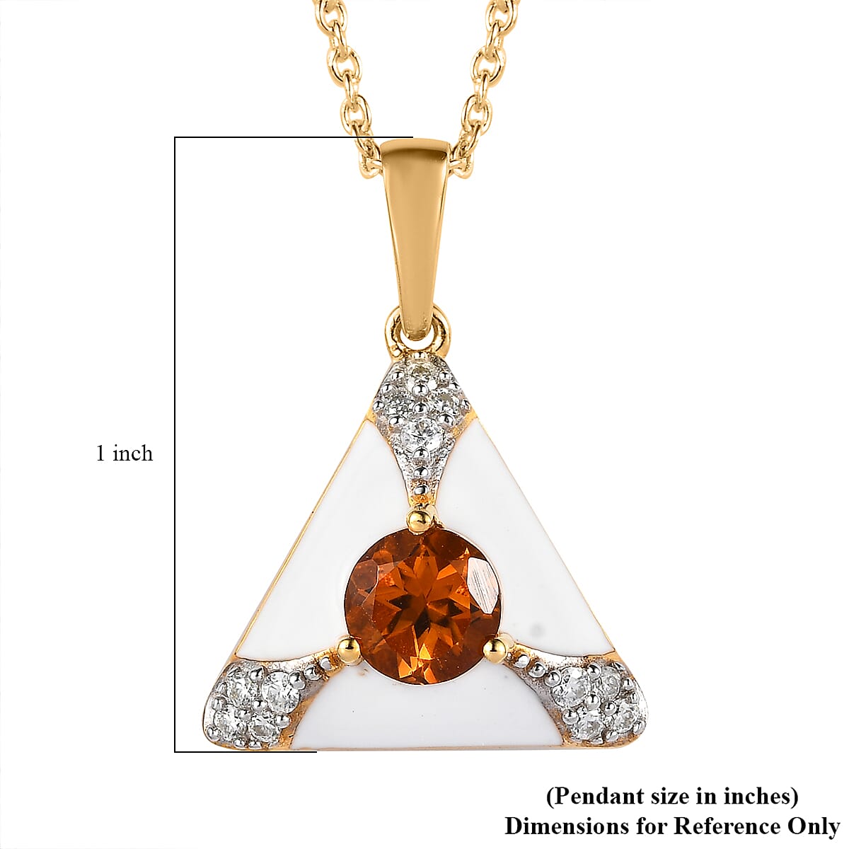 Premium Santa Ana Madeira Citrine and Moissanite White Enameled Pendant Necklace 20 Inches in Vermeil Yellow Gold Over Sterling Silver 1.35 ctw