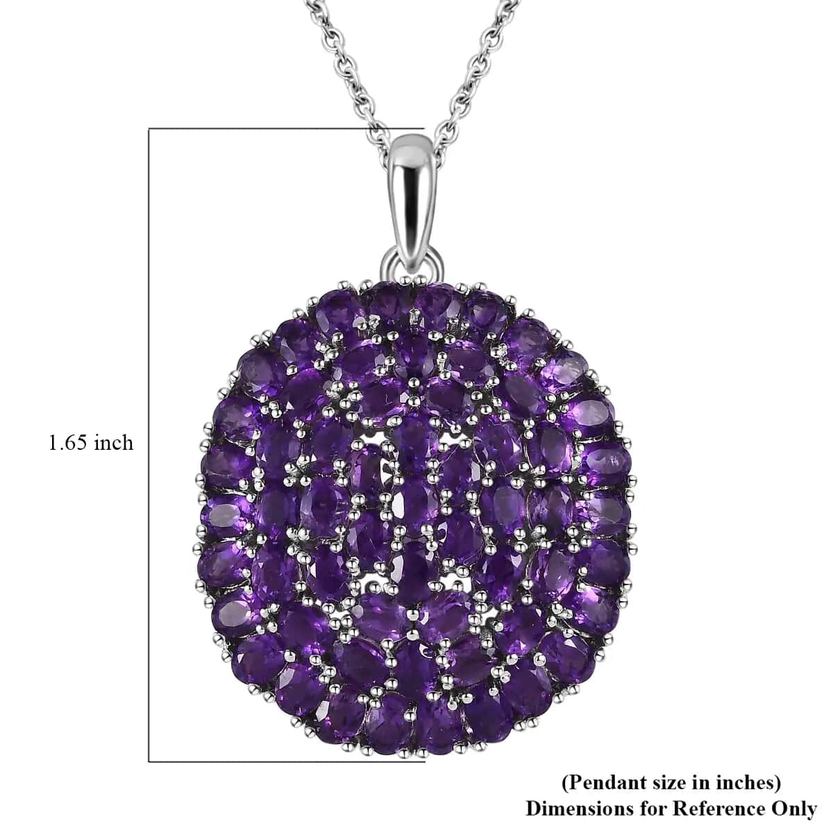 Karis Amethyst Cluster Pendant Necklace, Platinum Bond and Stainless Steel Necklace, Amethyst Pendant Necklace, 20 Inch Necklace 9.60 ctw, Tarnish-Free, Waterproof, Sweat Proof Jewelry image number 6