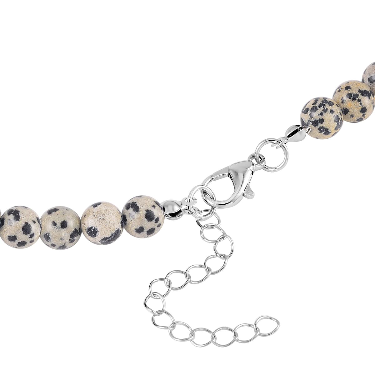 Dalmatian Jasper Drop Earrings and Beaded Necklace 18-20 Inches in Silvertone 298.00 ctw image number 4