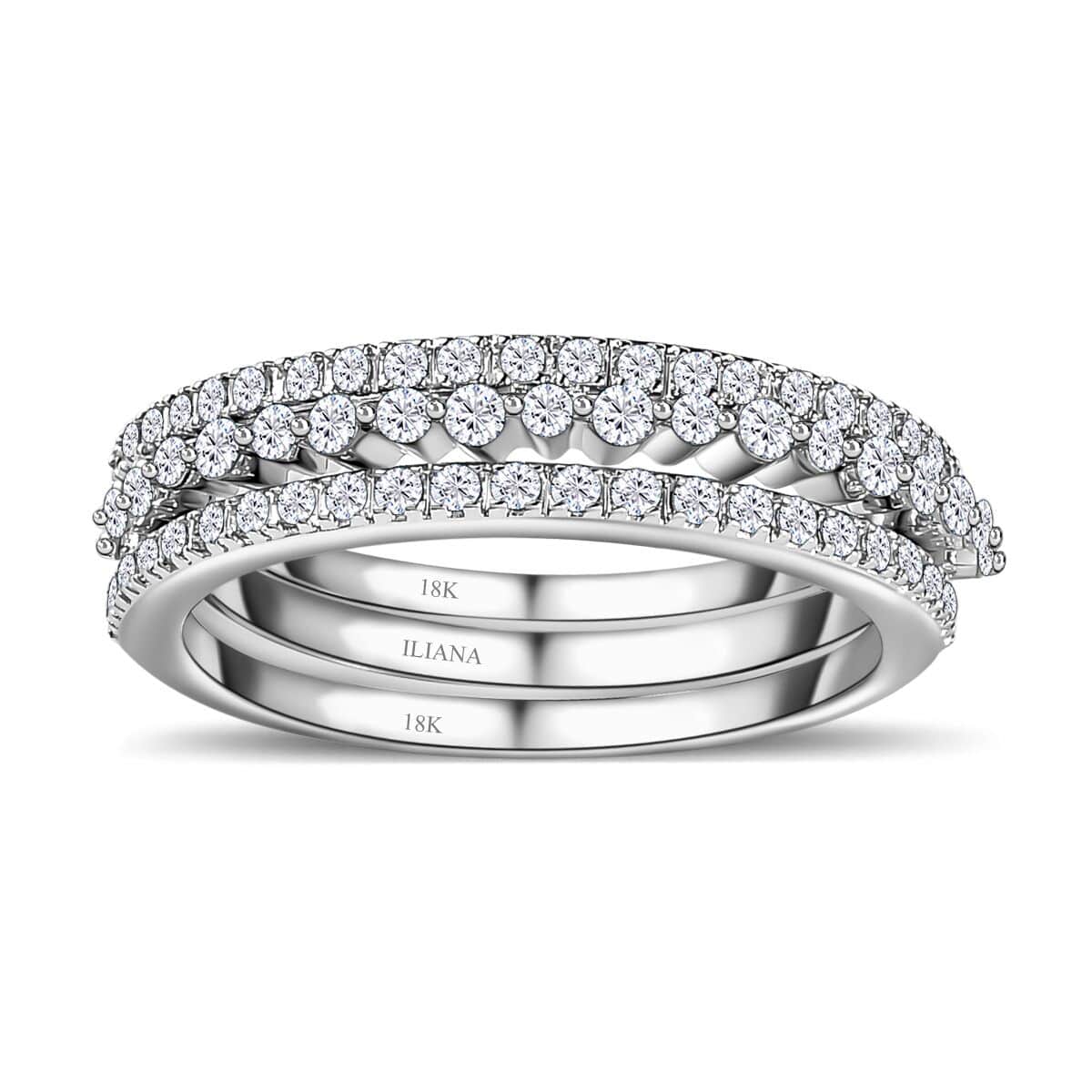 Iliana 18K White Gold Diamond Stackable Set of 3 Band Ring (Size 6.0) (4.90 g) 0.50 ctw image number 0