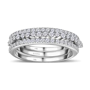 Iliana 18K White Gold Diamond Stackable Set of 3 Band Ring (Size 7.0) 4.90 Grams 0.50 ctw
