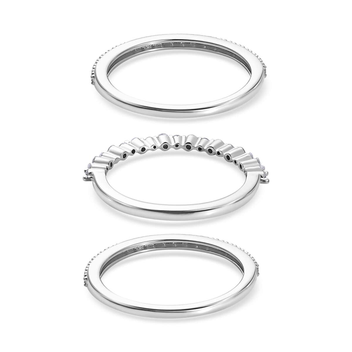 Iliana 18K White Gold Diamond Stackable Set of 3 Band Ring (Size 7.0) 4.90 Grams 0.50 ctw image number 5