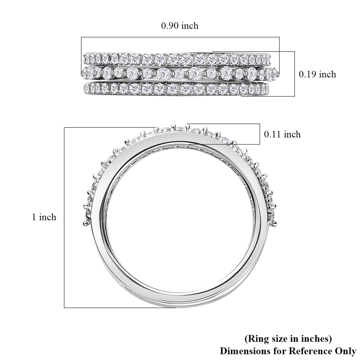 Iliana 18K White Gold Diamond Stackable Set of 3 Band Ring (Size 7.0) 4.90 Grams 0.50 ctw image number 6