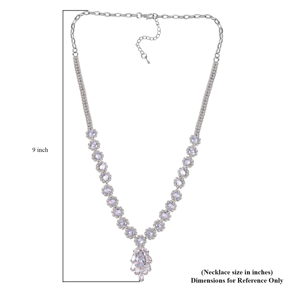 Austrian Crystal Necklace 20-22 Inches and Earrings in Silvertone image number 4