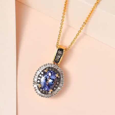 Gem And Harmony Blue Sapphire and Diamond Fashion Pendant Necklace