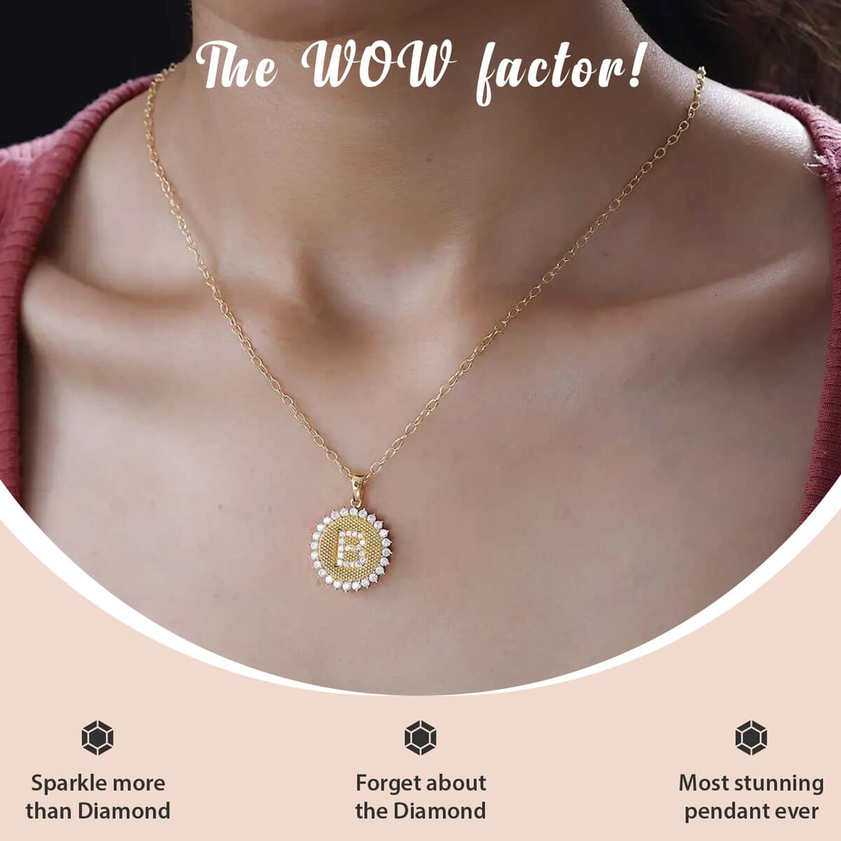 Moissanite Initial B Sun Medallion Coin Pendant with Cable Chain 20 Inches in Vermeil Yellow Gold Over Sterling Silver 1.40 ctw image number 1