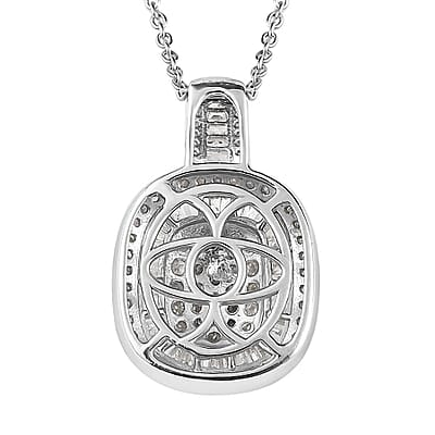 Diamond Cocktail Pendant Necklace 20 Inches in Platinum Over Sterling Silver 1.50 ctw