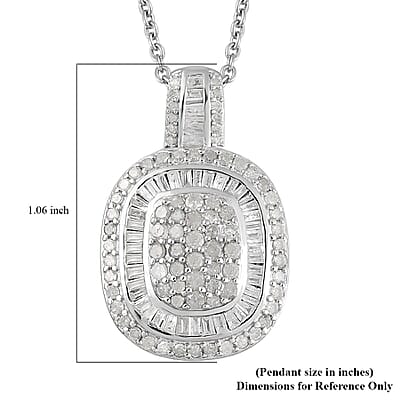 Diamond Cocktail Pendant Necklace 20 Inches in Platinum Over Sterling Silver 1.50 ctw