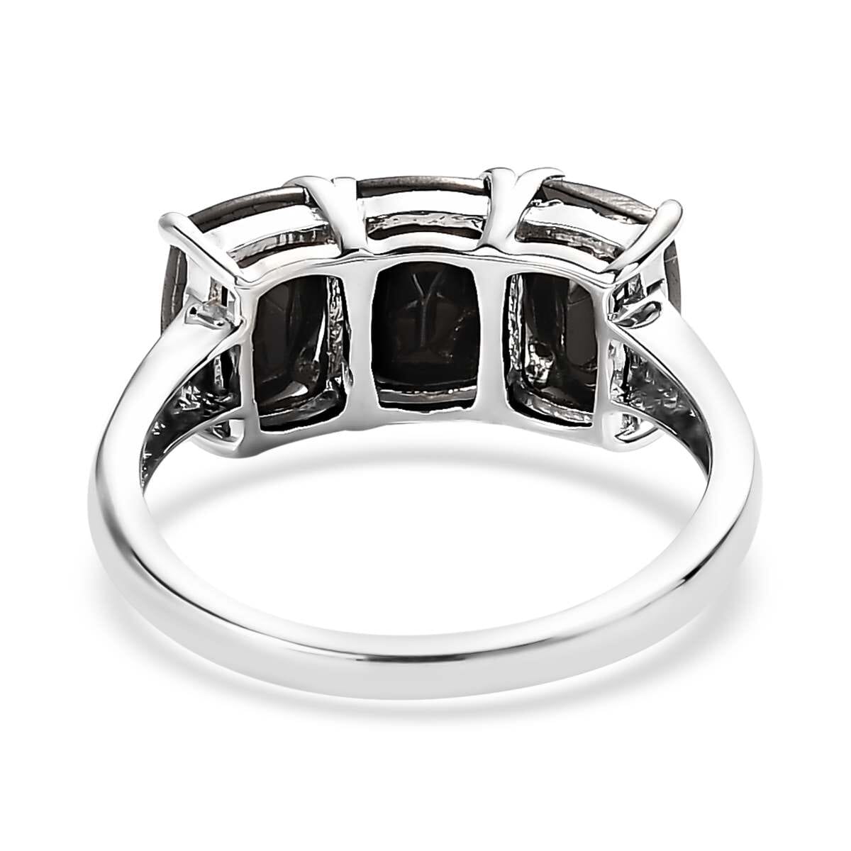Elite Shungite Stud Earrings and 3 Stone Ring in Platinum Over Sterling Silver 2.40 ctw image number 5