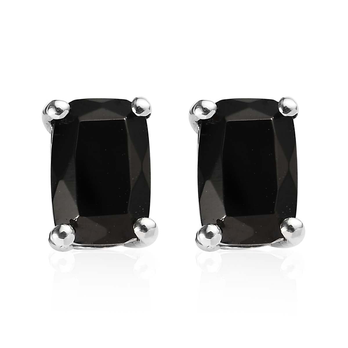 Elite Shungite Stud Earrings and 3 Stone Ring in Platinum Over Sterling Silver 2.40 ctw image number 6