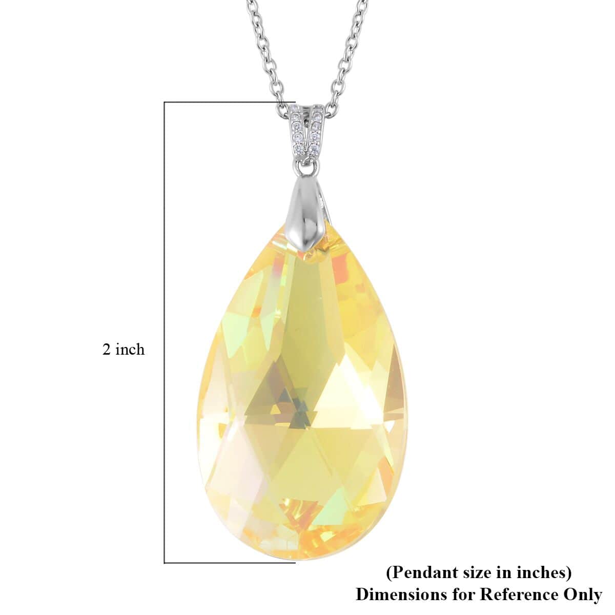 Simulated Yellow Topaz Solitaire Pendant in Sterling Silver with Stainless Steel Necklace 20 Inches image number 5