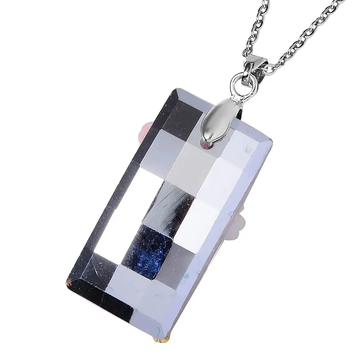 Purple Magic Color Glass, Resin, Multi Color Austrian Crystal Necklace and Earrings in Silvertone 20-22 Inches